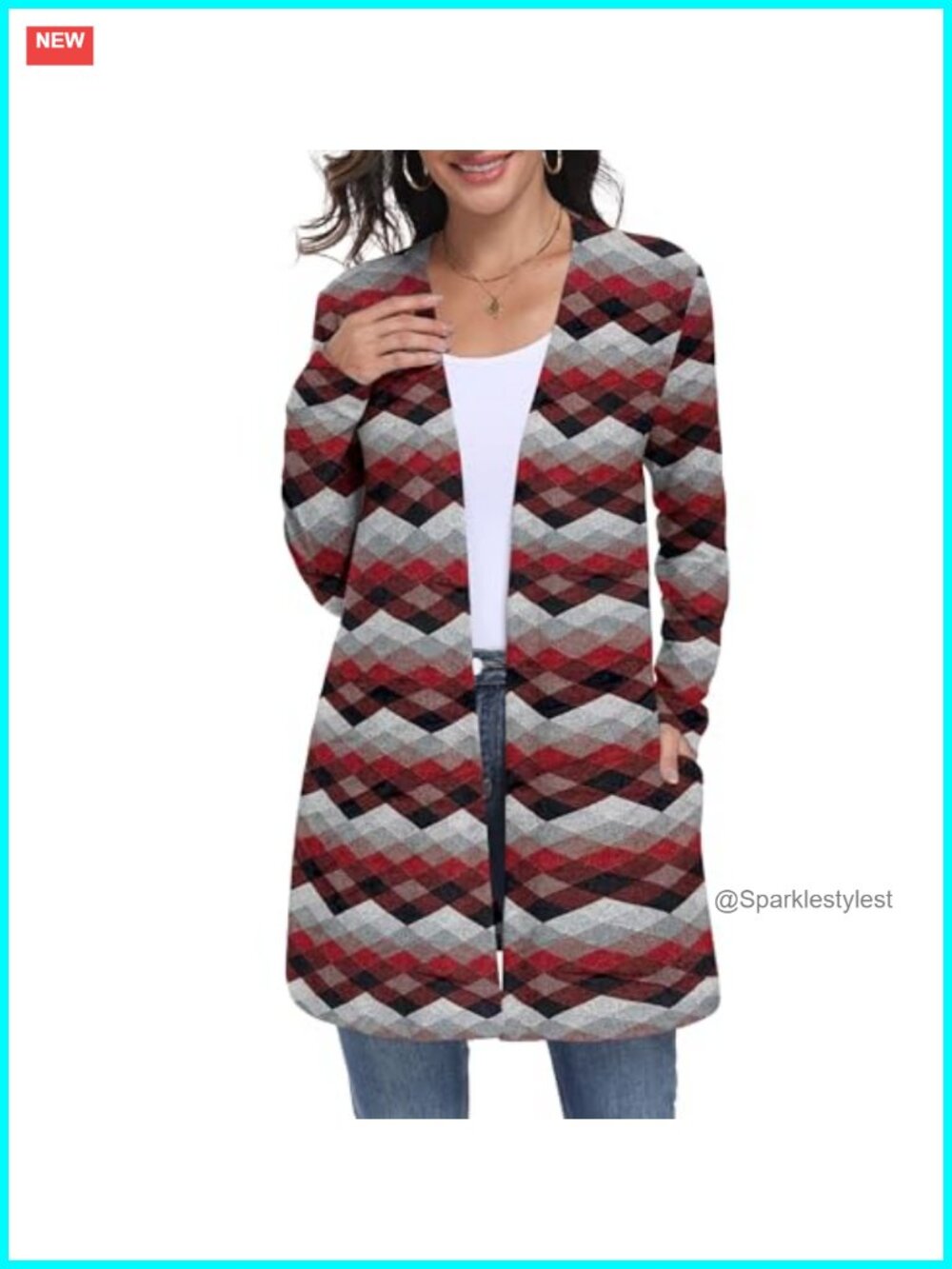 Lightweight Open Front Knit Cardigan Long Sleeve Loose Sweater with Pockets